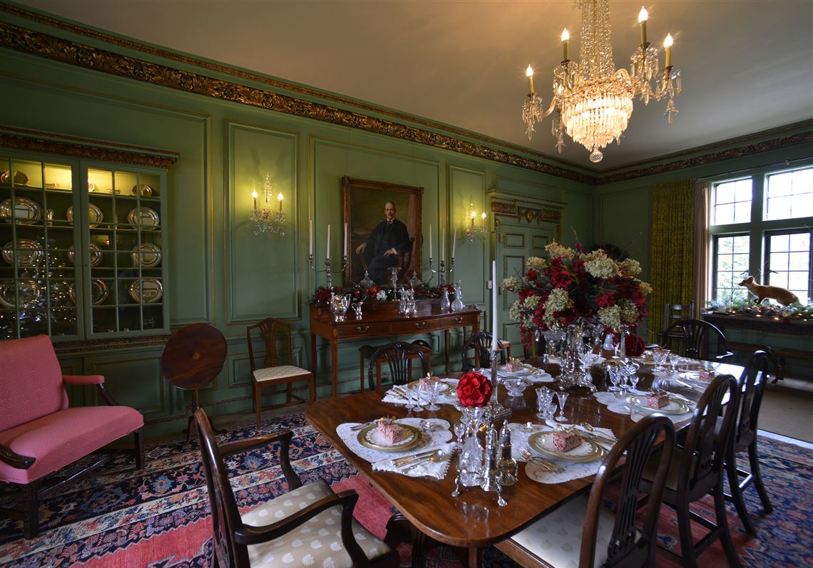 The dining room inside the mansion at Hartwood Acres.