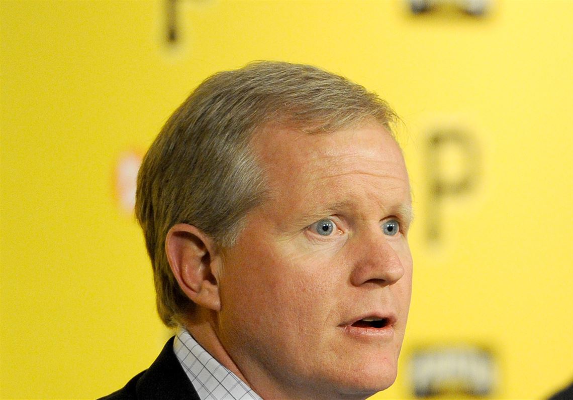 Pittsburgh Pirates General Manager Neal Huntington, left, announces the signing of first-round draft pick Will Craig during a press conference at PNC Park.