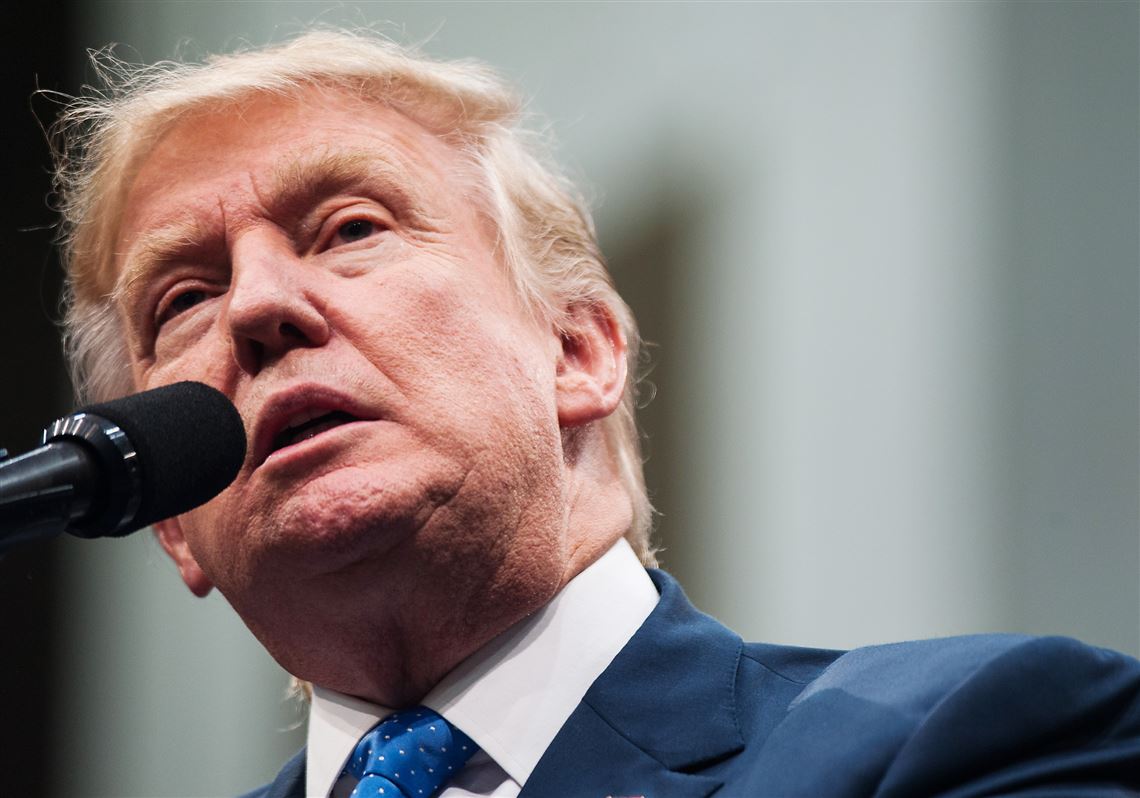 Donald Trump speaks to a crowd at his campaign rally at the Cambria County War Memorial in Johnstown on Oct. 21.