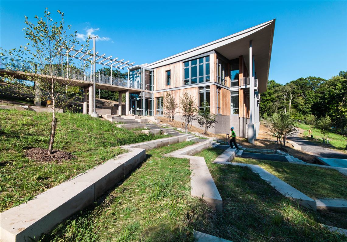 The Frick Environmental Center in Squirrel Hill collects all the energy it uses and is designed to be intimately connected to the surrounding parkland.   
