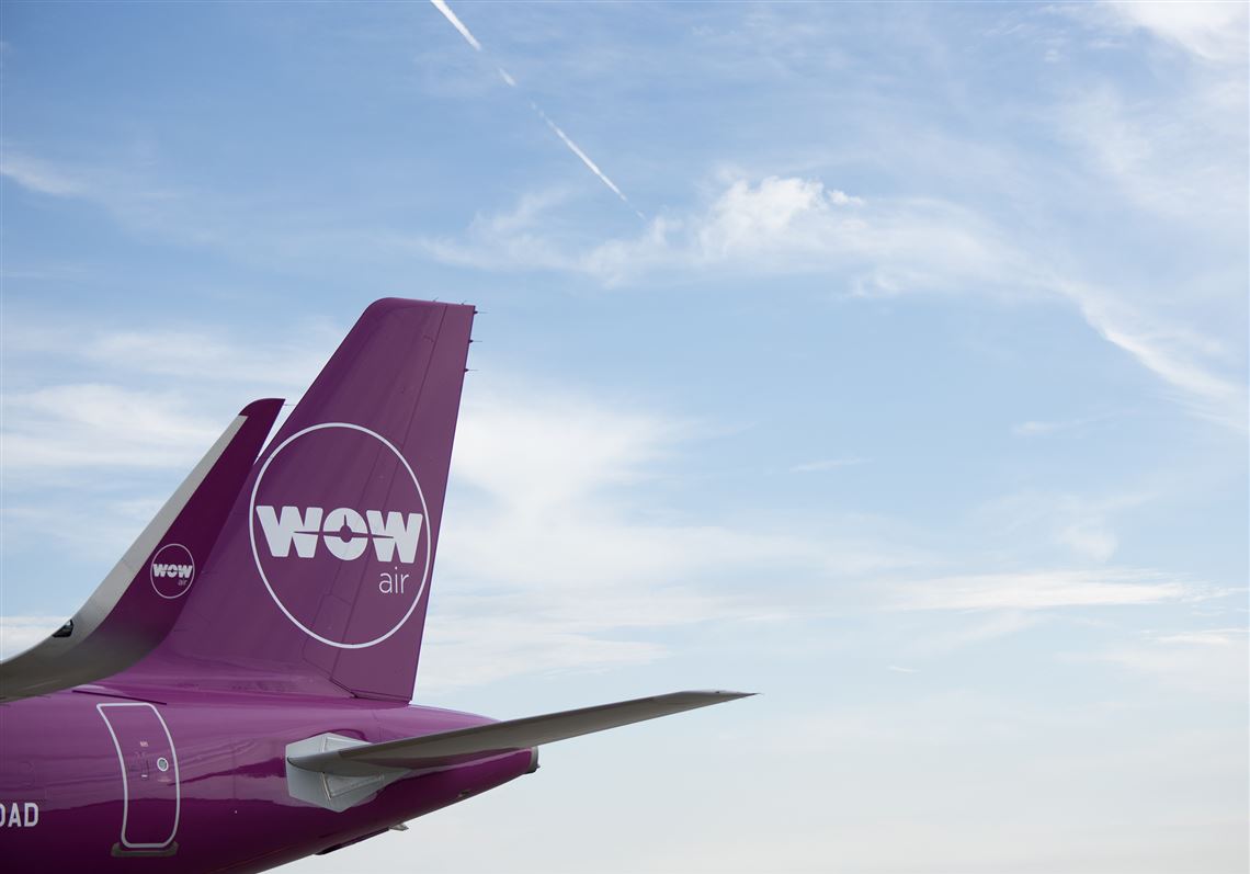 Wow Air arrives at the Pittsburgh International Airport from Reykjavik, Iceland, on Friday, June 16, 2017 in Moon.