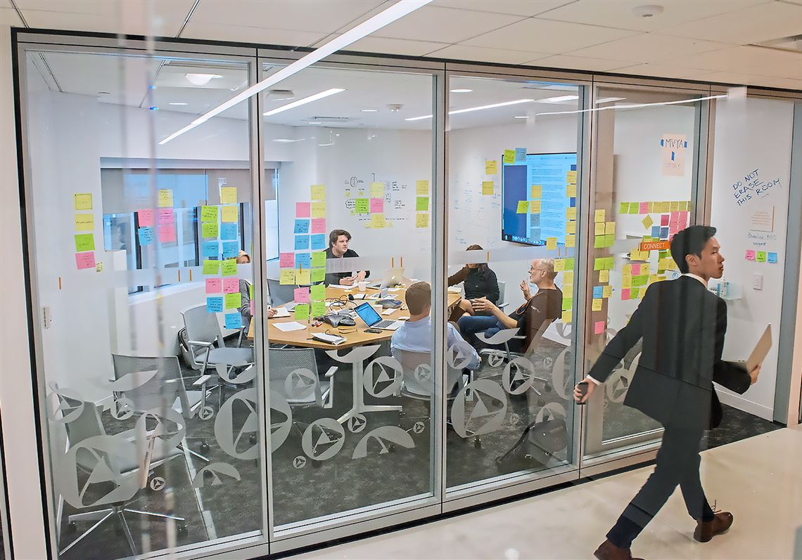 Staff members from MAYA Design and consulting firm brainstorm on the proposal for Amazon headquarter on Friday at 2 PNC Building. Pittsburgh is primed to join dozens of cities across the country in competing for a second Amazon headquarter. The proposal submission is due to Amazon on October 19.