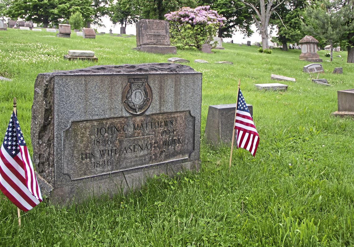 Among the many veterans' graves, these Medal of Honor recipients