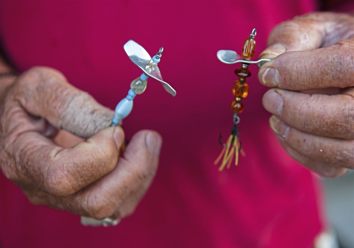 Pittsburgh fisherman makes spinners, poppers, plugs and more by hand.  They're lures. They're folk art. They're both.