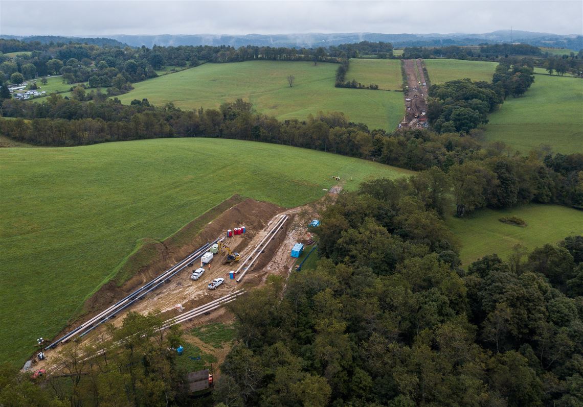 A right-of-way where workers are installing a section of Mariner East 2 pipeline project, Friday, Sept. 28, 2018, Union. 