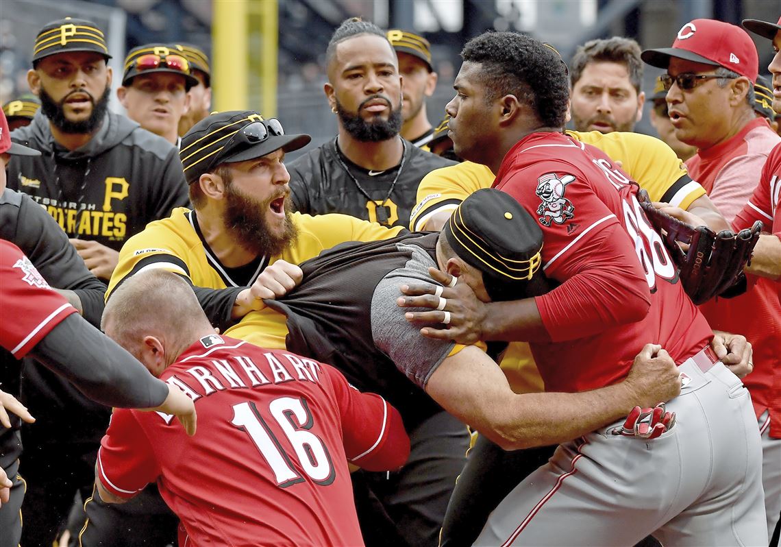 Pirates scuffle with Reds, finish 4-game sweep
