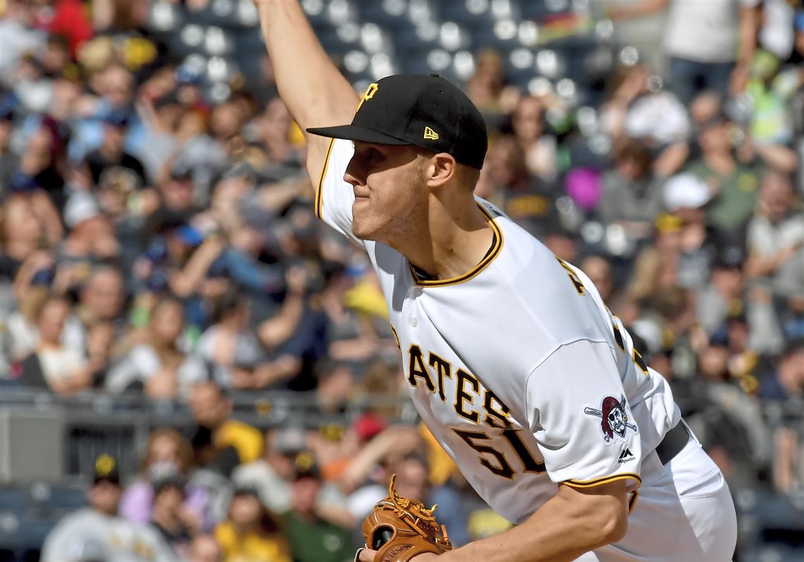 Jameson Taillon of Pittsburgh Pirates hit in head by line drive