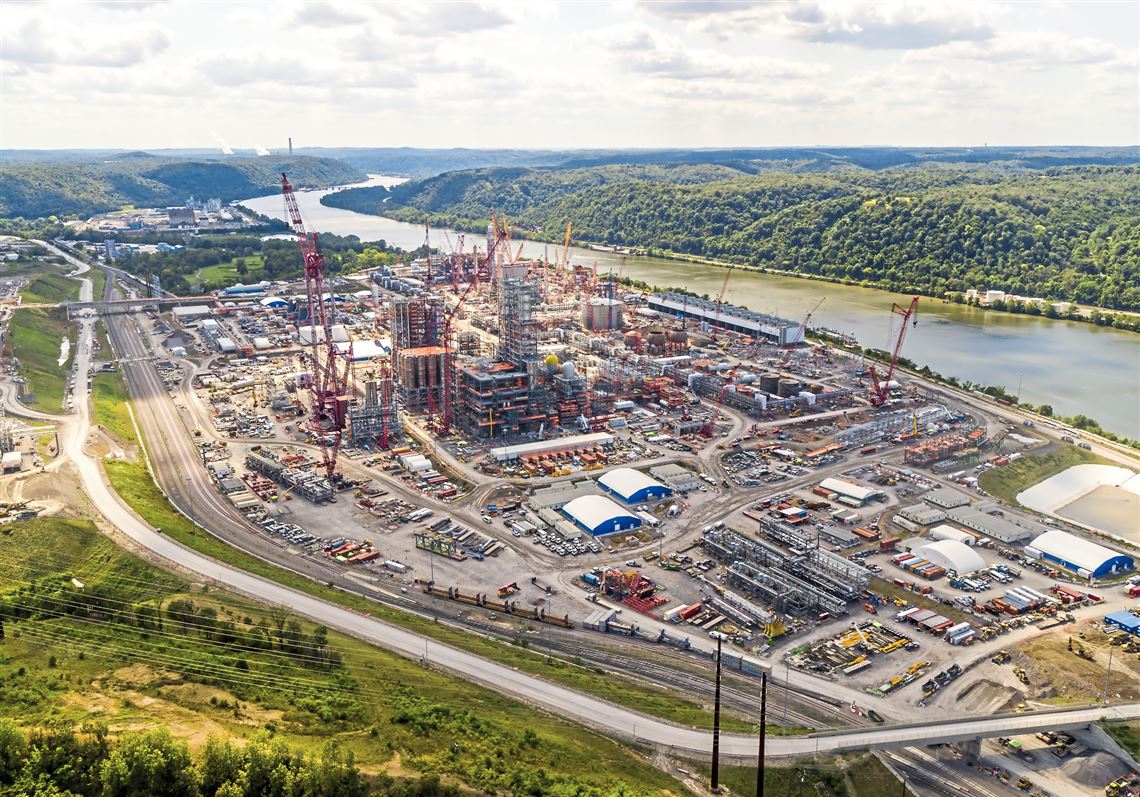 The Pennsylvania Shell ethylene cracker plant can be seen under construction on Friday, Aug. 9, 2019, in Potter, Beaver County.      