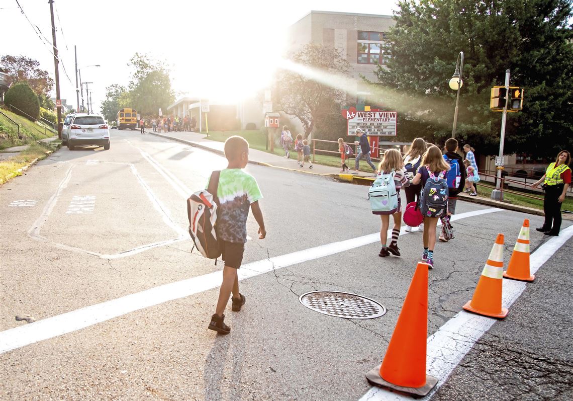 In this file photo, students walk to West View Elementary school on Wednesday, Oct. 2, 2019, in West View.