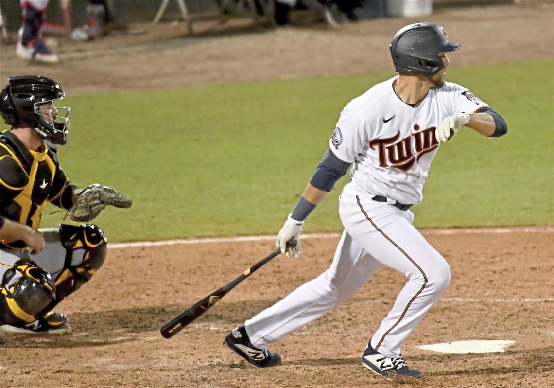 Minnesota Twins left fielder Alex Kirilloff bats during the fourth