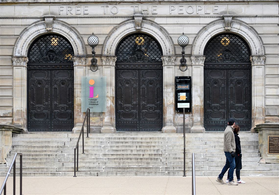 Carnegie Library of Pittsburgh's main branch in Oakland remains closed over concerns about the spread of COVID-19 on Monday, March 16, 2020. 