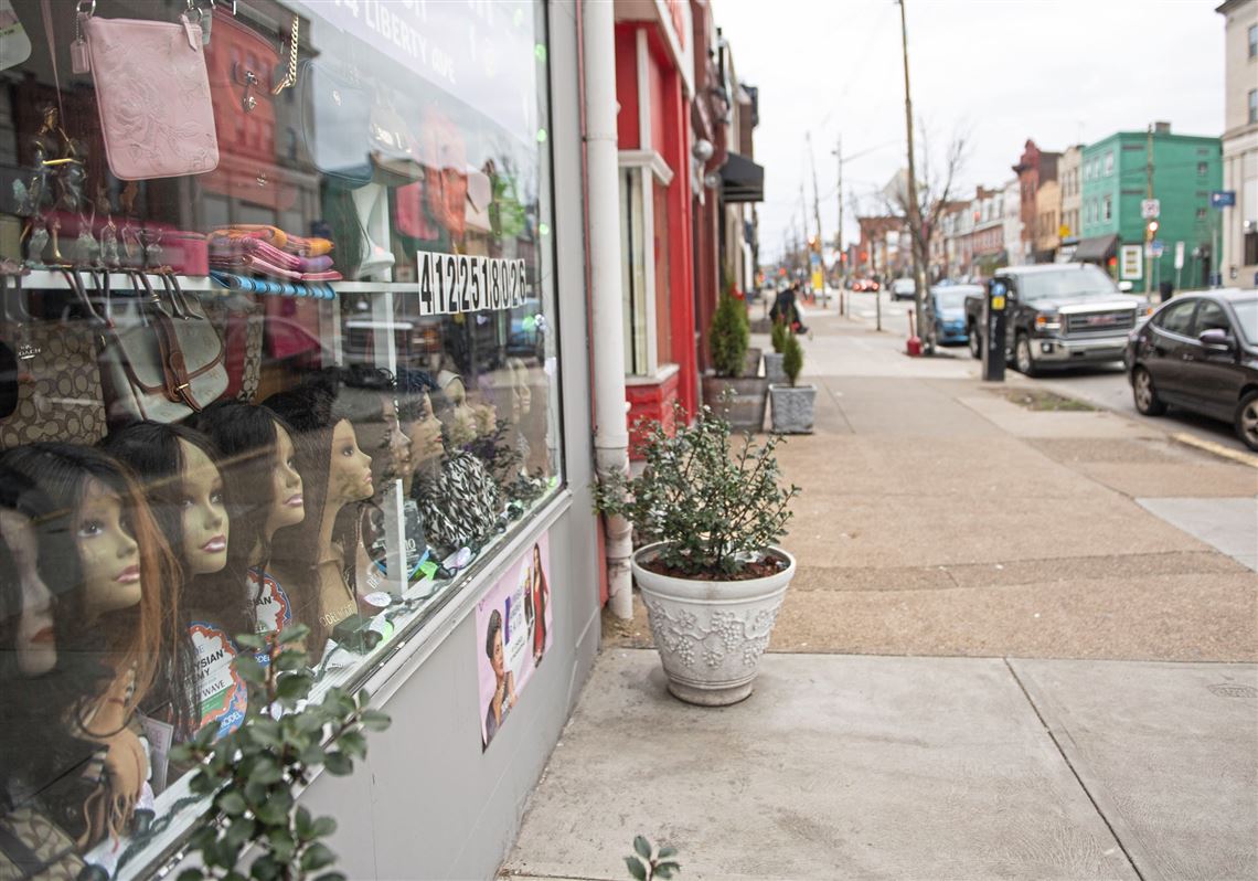 A sidewalk on Liberty Avenue in Bloomfield. 