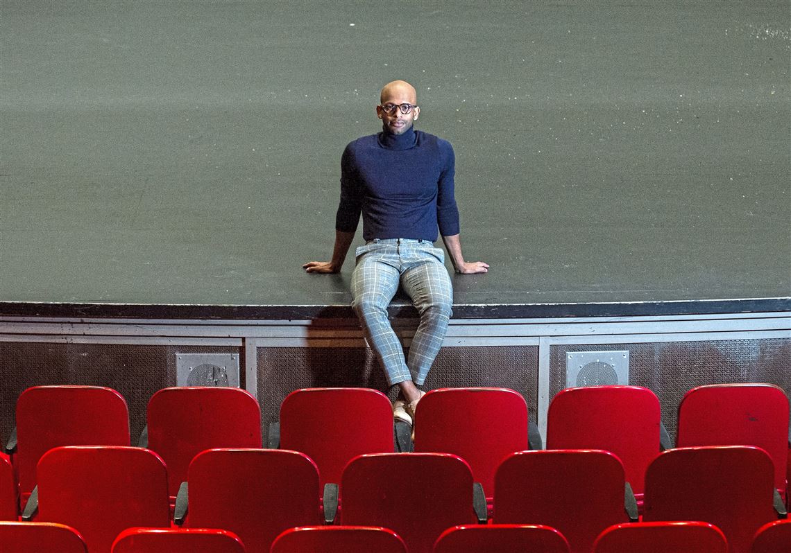 Joseph Hall, executive director of the Kelly Strayhorn Theater, inside the theater in East Liberty in April 2020.