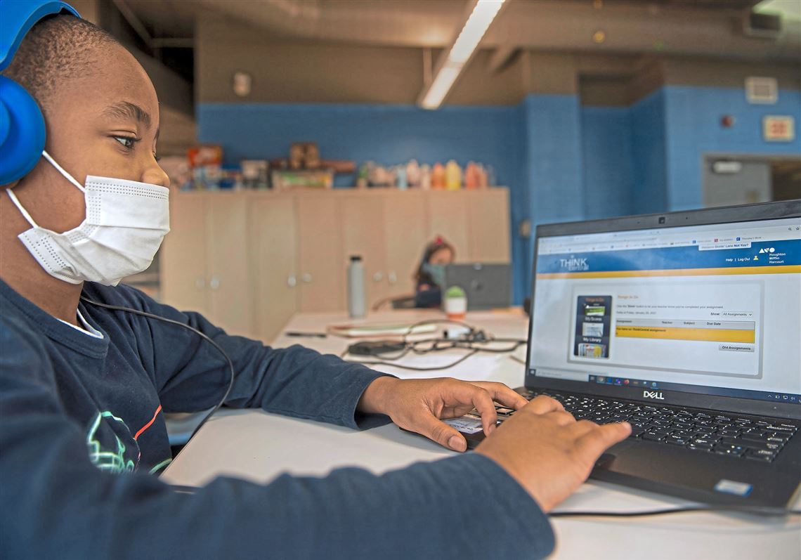 Donté Lane, Jr., 8, a Fulton Elementary School third grader, navigates his virtual learning environment on Friday, January 29, 2021, at Estelle S. Campbell Boys & Girls Club in Lawrenceville.