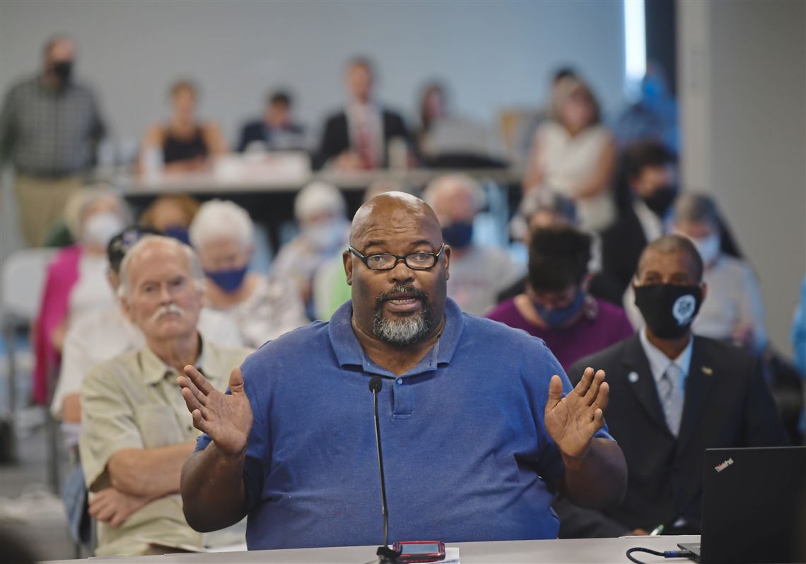 Hill Jordan, of Stanton Heights, speaks during a House State Government Committee hearing designed to gather input from residents on congressional redistricting Wednesday, Aug. 25, 2021, in Bridgeville. 