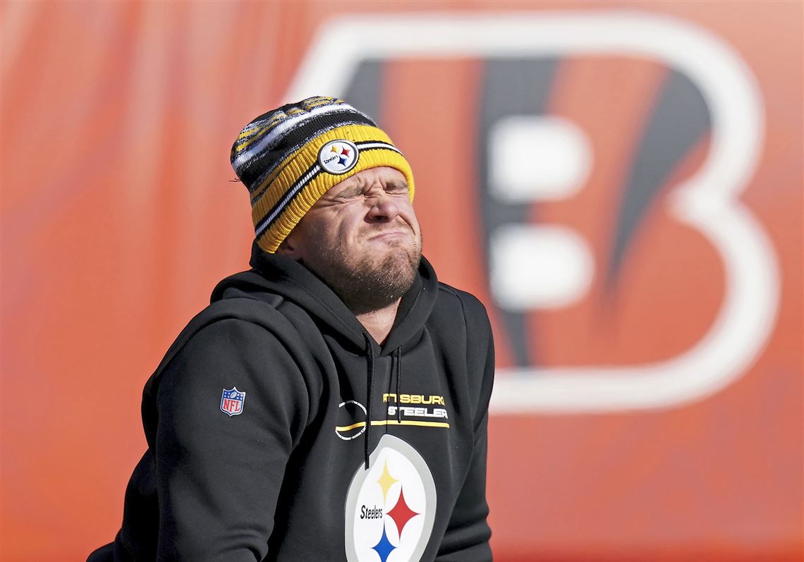 T.J. Watt of the Pittsburgh Steelers stretches prior to an NFL