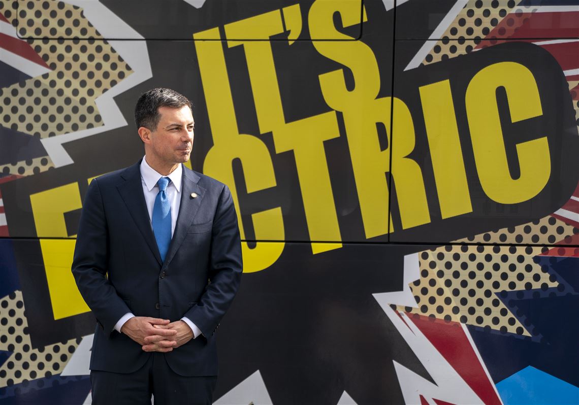 US Secretary of Transportation Pete Buttigieg at an event focused on federal funding for bridges and infrastructure projects in the Pittsburgh region in early January. Mr. Buttigieg admitted that his vision for the much-hyped computer tool wasn’t exactly sexy.