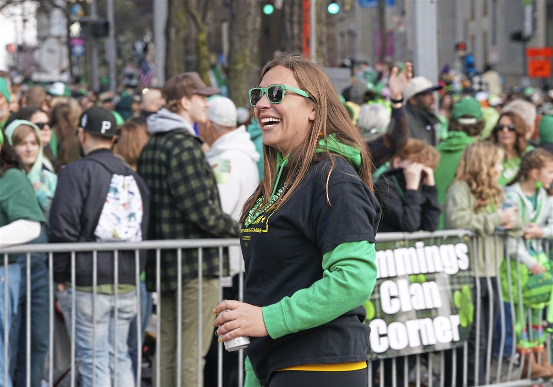City Council woman Bethany Hallam marches in the St. Patrick’s Day Parade Downtown Saturday, March 16, 2024.  
