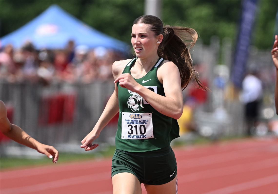 Laurel Tori Atkins runs in the 200 meter run in PIAA Class 2A Girls Track and Field Championships at Shippensburg University on Saturday May 25, 2024.