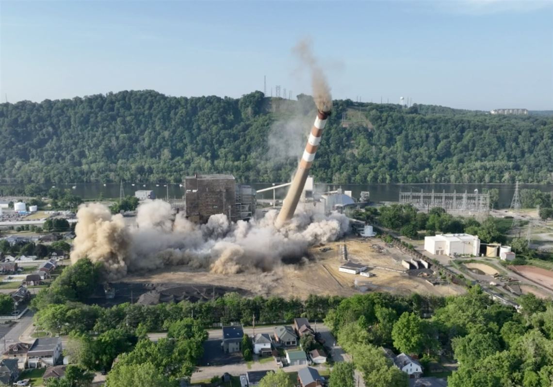 Out with a bang Cheswick power plant towers come crashing down in