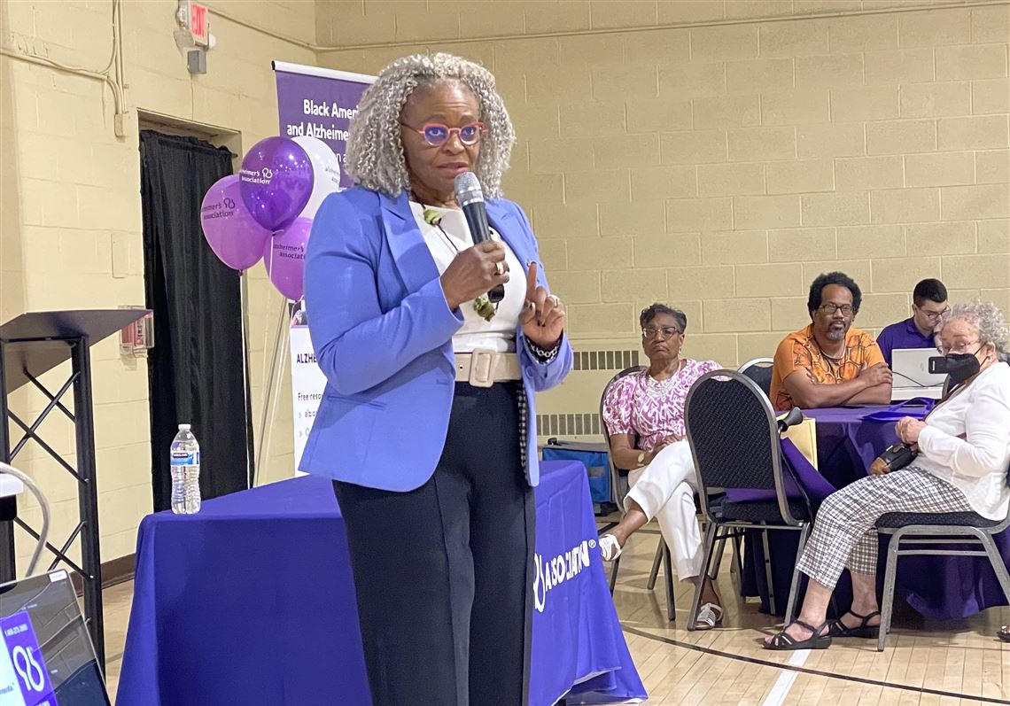 Margaret Larkins-Pettigrew, chief clinical diversity, equity and inclusion officer and an OB-GYN at at Allegheny Health Network, gives the keynote address at the Alzheimer’s summit on Thursday.
