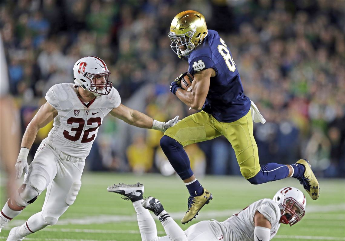 Notre Dame wide receiver Chase Claypool (83) celebrates as head