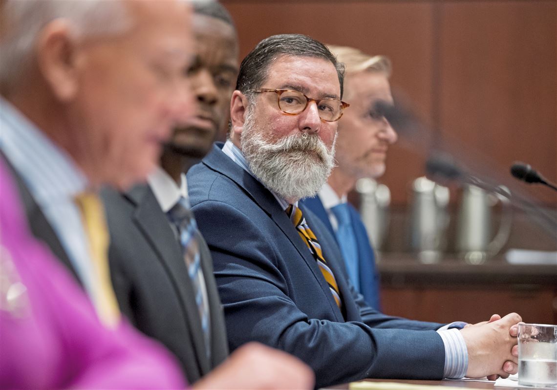 Pittsburgh Mayor Bill Peduto appears before a Senate Democrats' Special Committee on the Climate Crisis on Capitol Hill in Washington, Wednesday, July 17, 2019.
