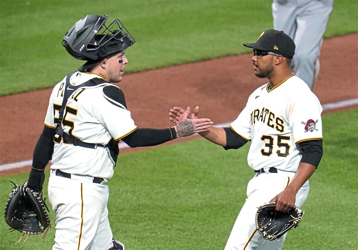 Pirates catcher Michael Perez back wearing the clothes of a big-league  player