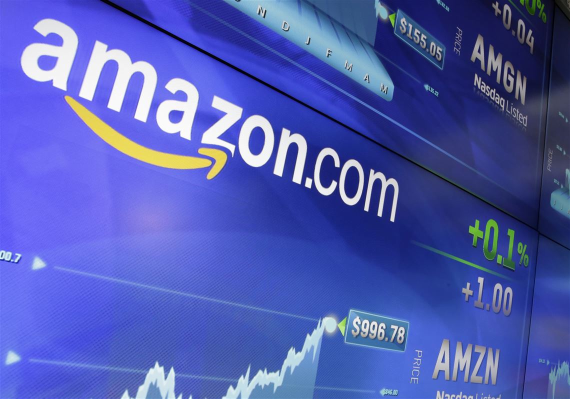 Amazon logo displayed at the Nasdaq MarketSite, in New York's Times Square.
