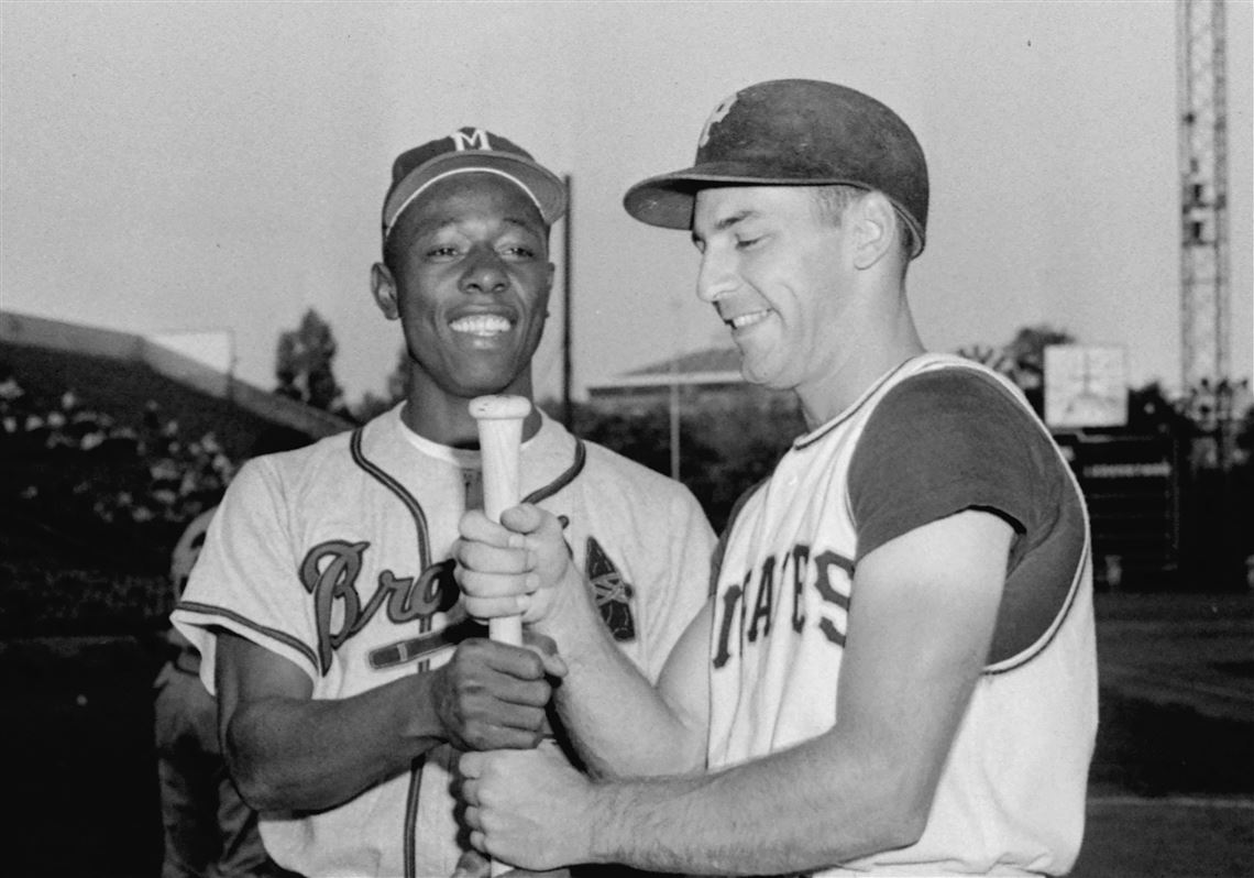 Hall of Fame baseball player Hank Aaron with the Milwaukee Braves