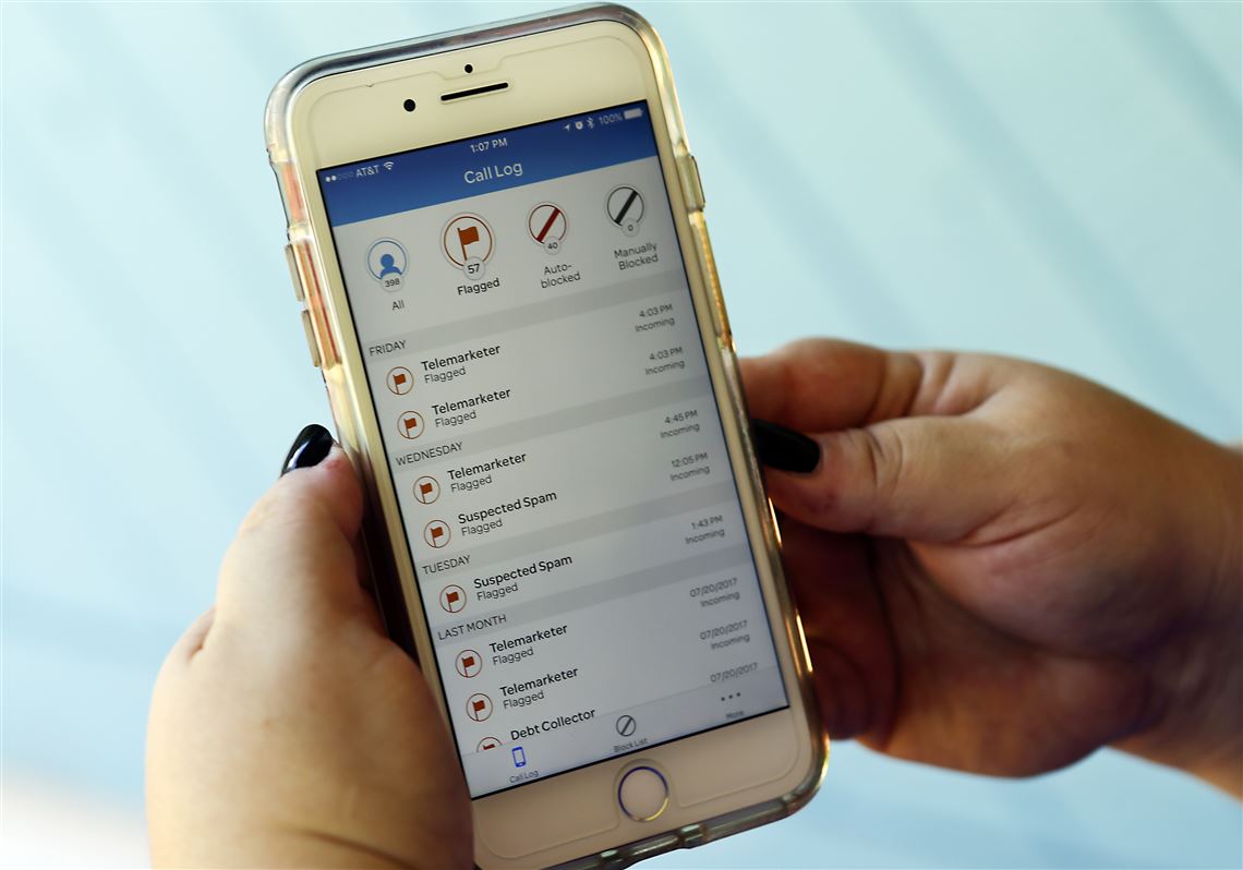 FILE - This Aug. 1, 2017, file photo, shows a call log displayed via an AT&T app on a cellphone in Orlando, Fla. New tools are coming to help fight robocall scams, but donâ€™t expect unwanted calls to disappear. (AP Photo/John Raoux, File)