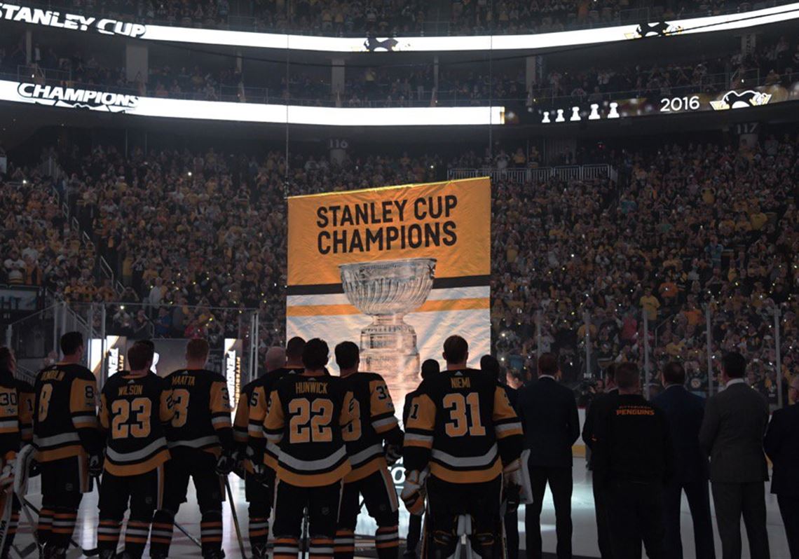 The Pittsburgh Penguins raise their 2016 Stanley Cup Banner inside PPG  Paints Arena - Various Prints