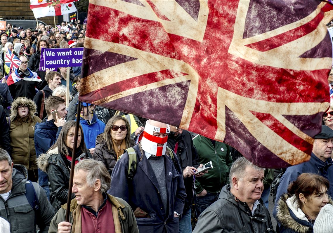 Pro-Brexit demonstrators attend the Brexit Betrayal march last month in central London. The European Union took a tough line in negotiating its divorce with Britain, wishing to preserve its unity and discourage other countries from wanting to leave the bloc. But now officials worry that what they have achieved may be âa catastrophic success.â
