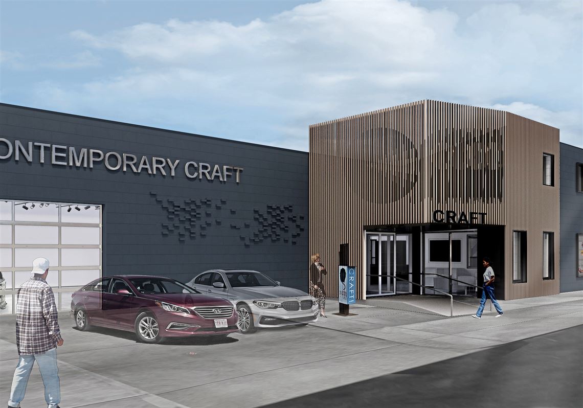 This architectural rendering shows the facade of Contemporary Craft's new building at 5637 Butler St.