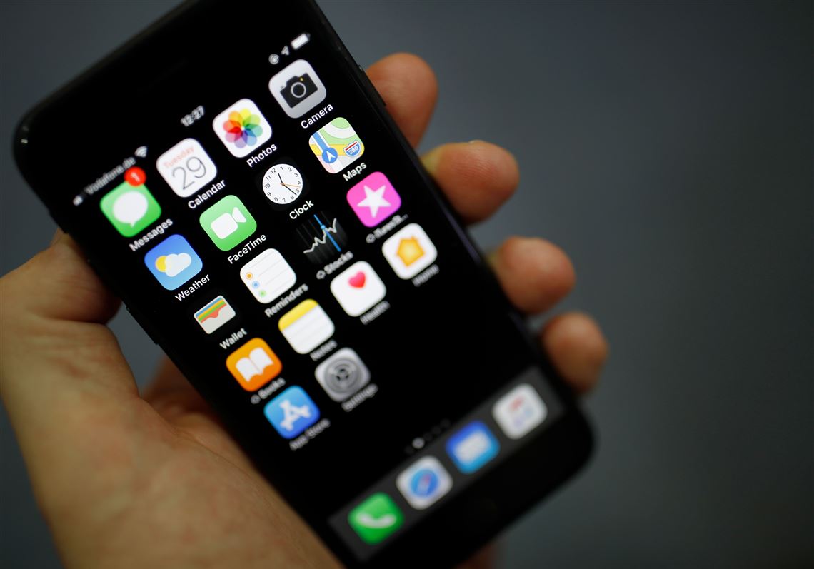 In this file photo, the logo of FaceTime, second in the second row from top, is pictured on an iPhone screen in Berlin on Jan. 29, 2019.