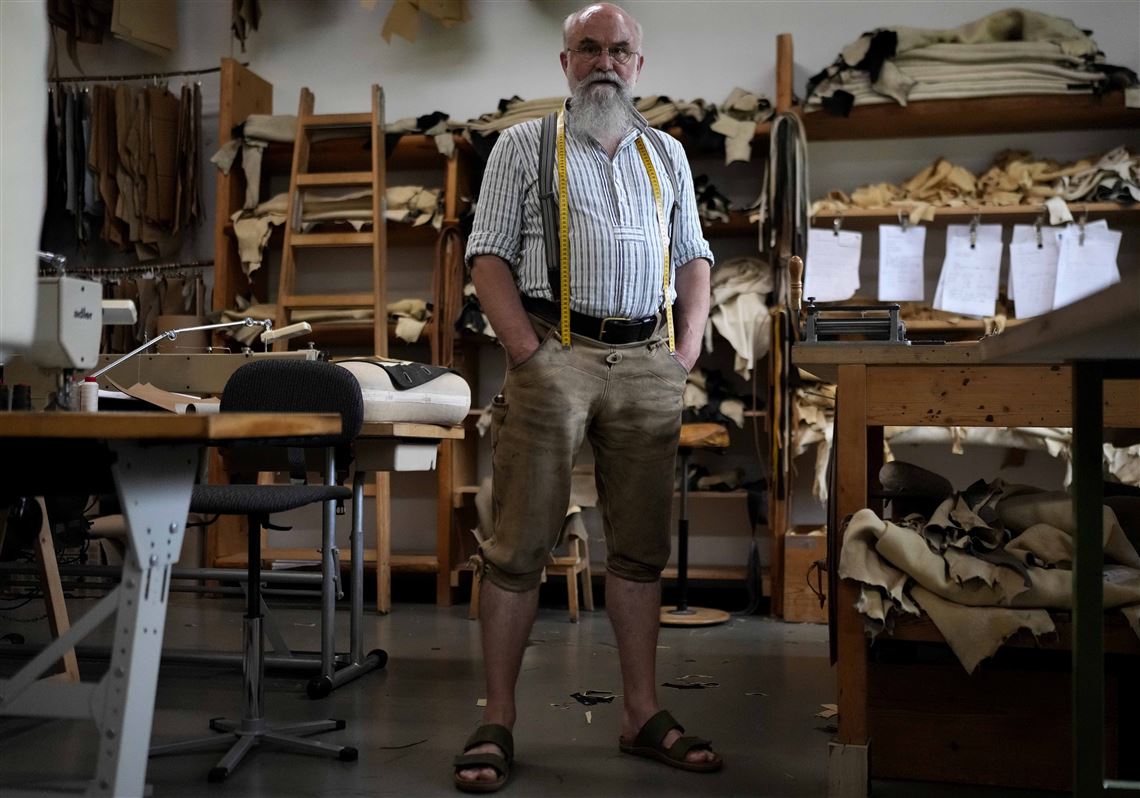 A German tailor who specializes in bespoke lederhosen is in high