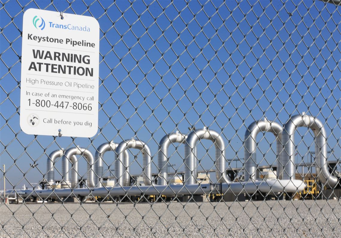FILE - In this Nov. 3, 2015 file photo, the Keystone Steele City pumping station, into which the planned Keystone XL pipeline is to connect to, is seen in Steele City, Neb.  TransCanada filed a federal lawsuit in Houston on Wednesday, Jan. 7, 2016  alleging President Barack Obama's decision in November to kill the pipeline exceeded his power under the U.S. Constitution.  (AP Photo/Nati Harnik, File)