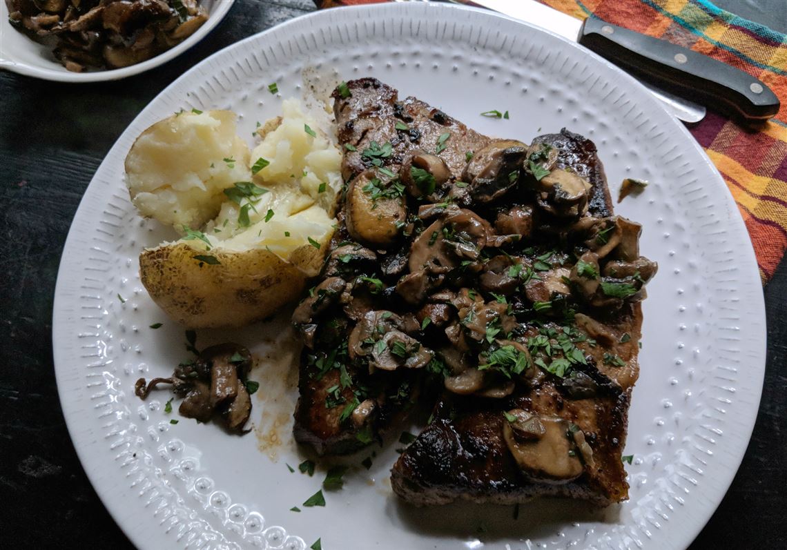 Steak tastes even better by adding sauteed mushrooms in this easy
