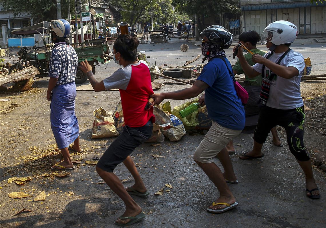 Myanmar Police Fire Tear Gas Rubber Bullets At Protesters Pittsburgh Post Gazette