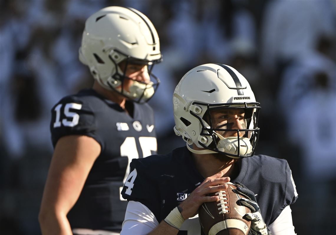 Penn State quarterback Drew Allar (15) throws a pass against