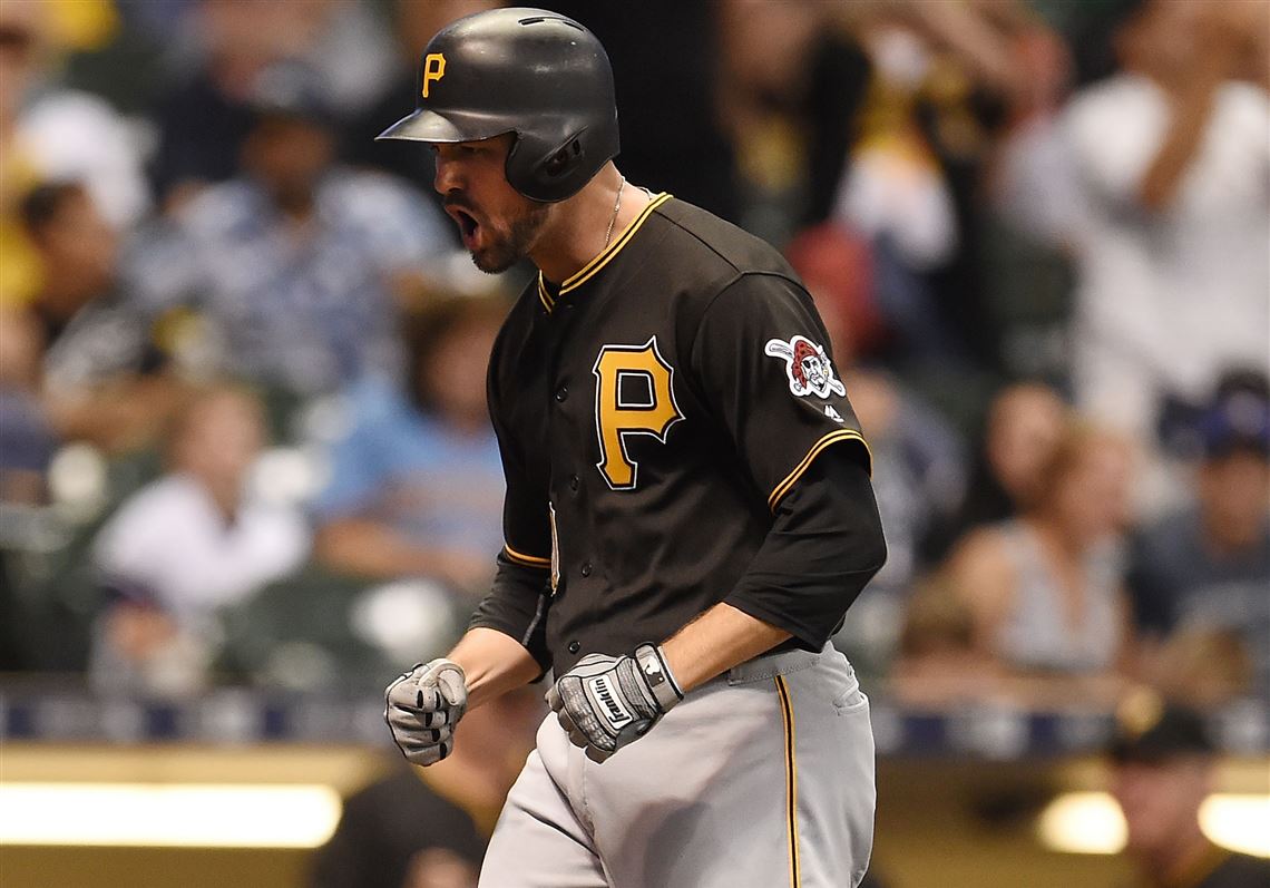 Jordy Mercer of the Pittsburgh Pirates reacts to a grand slam home run during the sixth inning of a game against the Milwaukee Brewers at Miller Park on August 26, 2016 in Milwaukee, Wisconsin. 