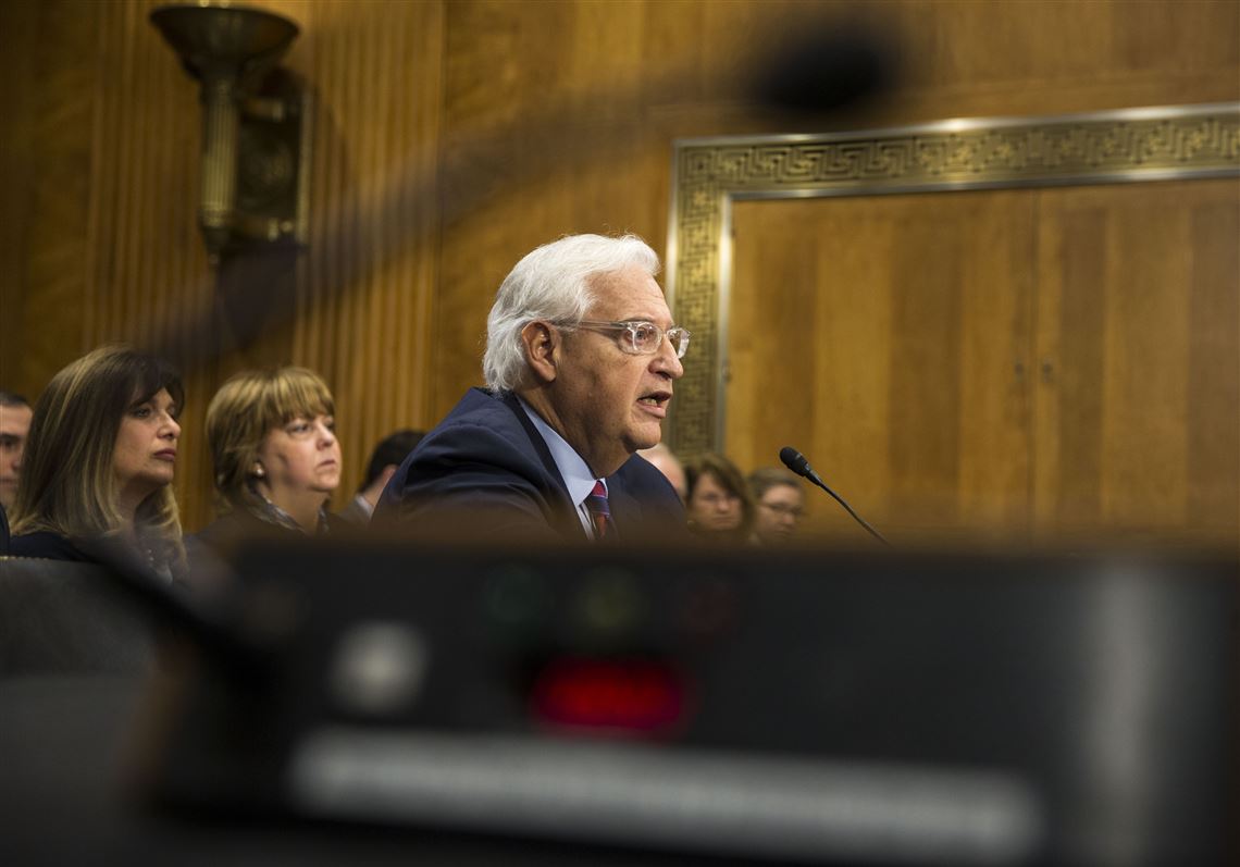 In this Feb. 16 file photo, David Friedman, then the nominee to serve as ambassador to Israel, testifies before his Senate Foreign Relations Committee confirmation hearing on Capitol Hill in Washington.