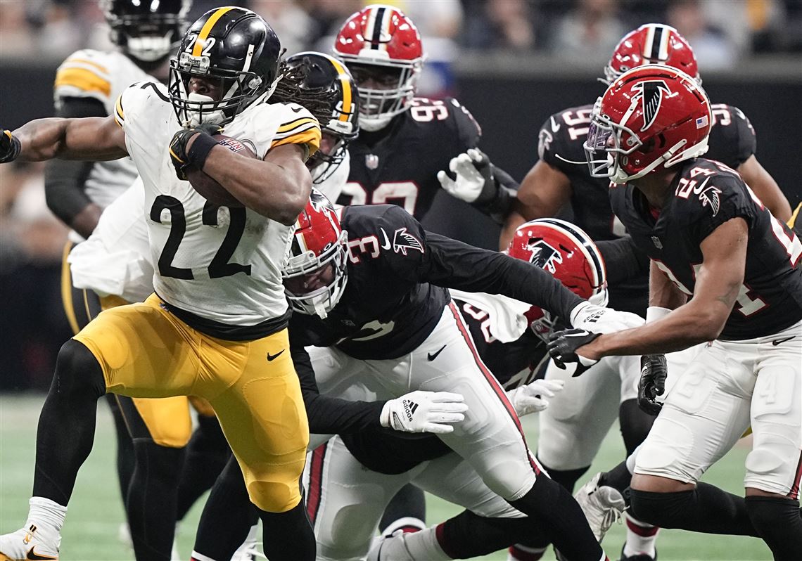 Pittsburgh Steelers fullback Derek Watt (44) and safety Miles Killebrew  (28) walk off the field after an NFL football game against the Atlanta  Falcons, Sunday, Dec. 4, 2022, in Atlanta. The Pittsburgh