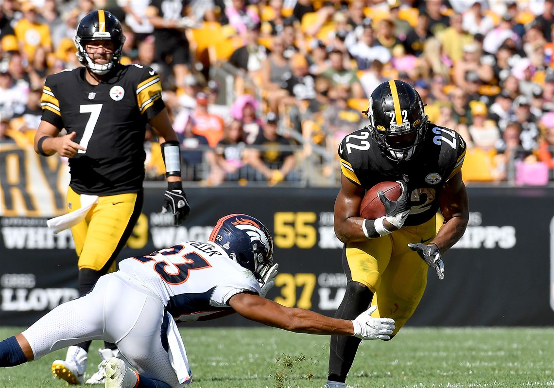 Pittsburgh Steelers cornerback James Pierre intercepts a pass from Denver  Broncos quarterback Teddy Bridgewater in the end zone during the second  half of an NFL football game in Pittsburgh, Sunday, Oct. 10