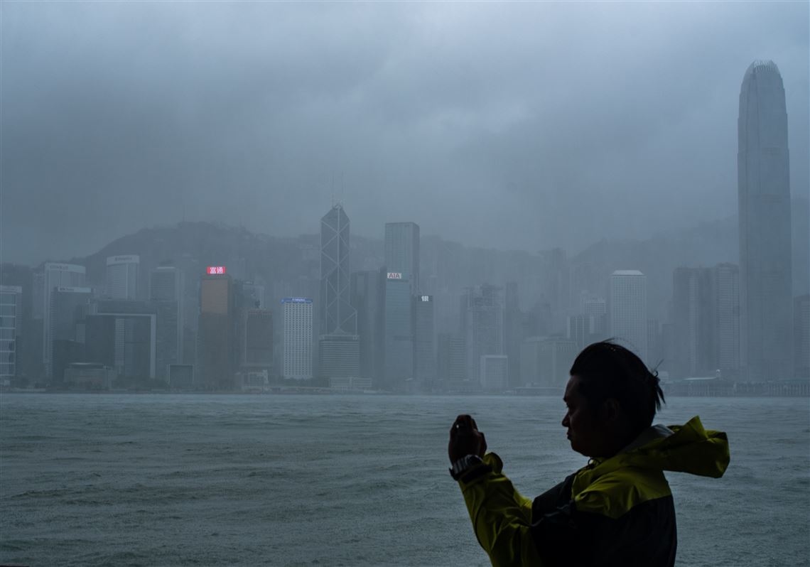 A Man Takes Photos During The Approach Of Typhoon Mangkhut To Hong Kong On Sept A Man Takes Photos During The Approach Of Typhoon Mangkhut To Hong Kong On Sept
