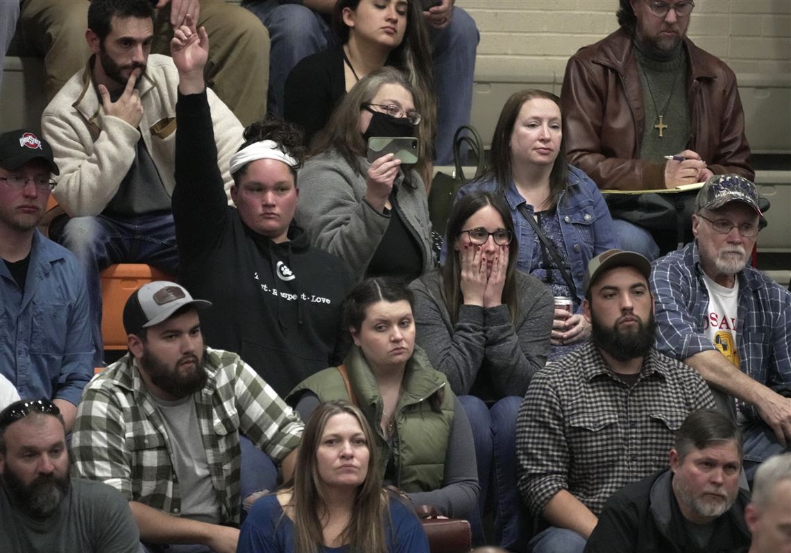 Reeling East Palestine residents packed a town hall. Many left