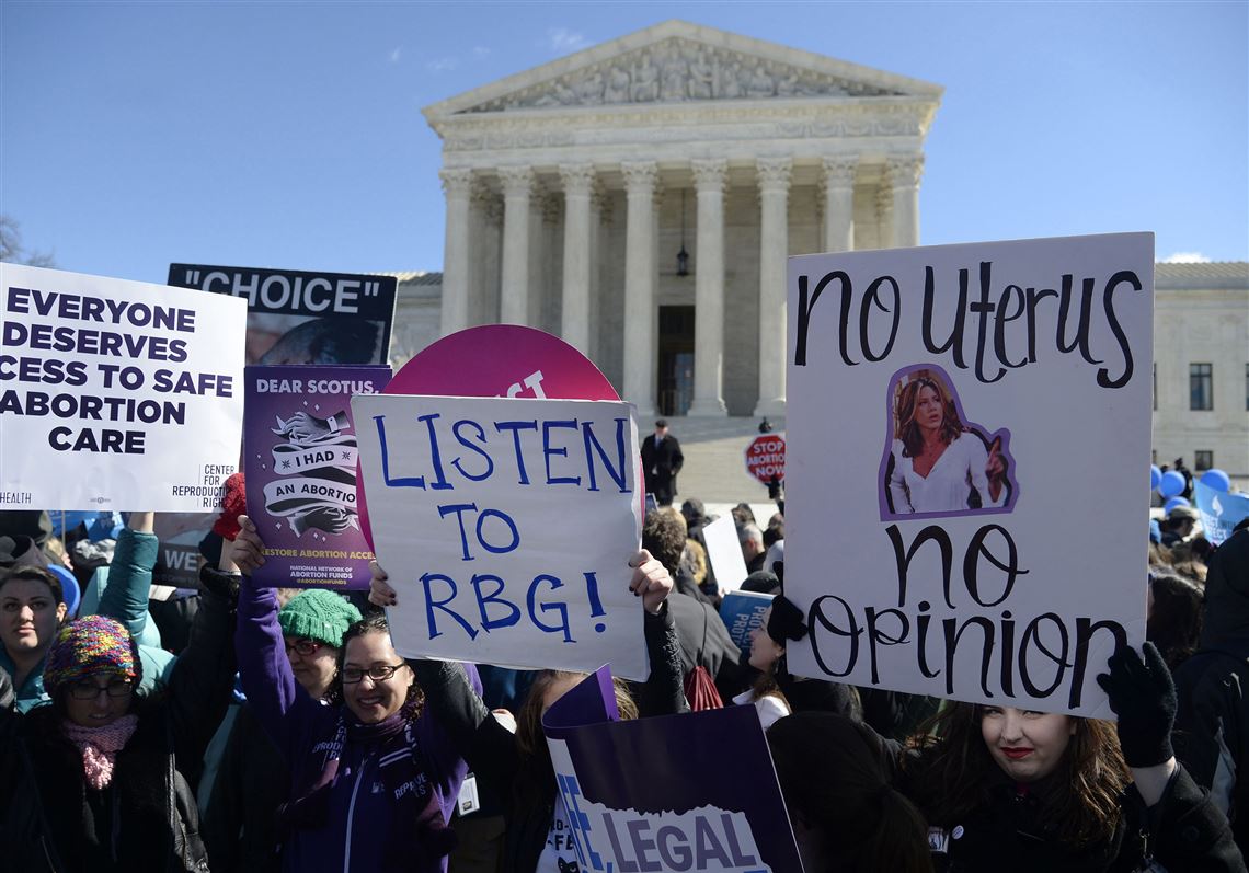 In this file photo, supporters of legal access to abortion as well as anti-abortion activists rally outside the Supreme Court on March 2, 2016, in Washington.