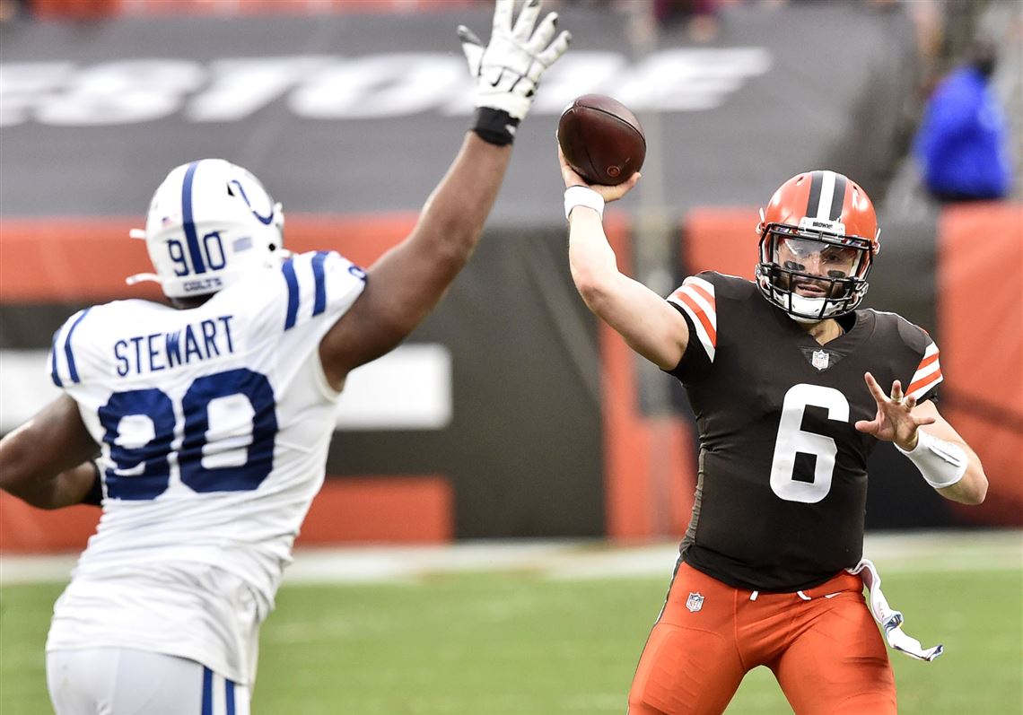 Browns Baker Mayfield Sore With Rib Injury After Cleveland Moves To 4 1 Pittsburgh Post Gazette