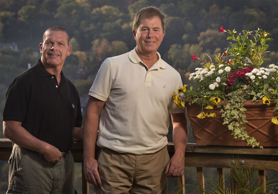 Brad Evans and Bob O'Shea are the winners of the large garden, fall/year-round category of the Great Gardens Contest.