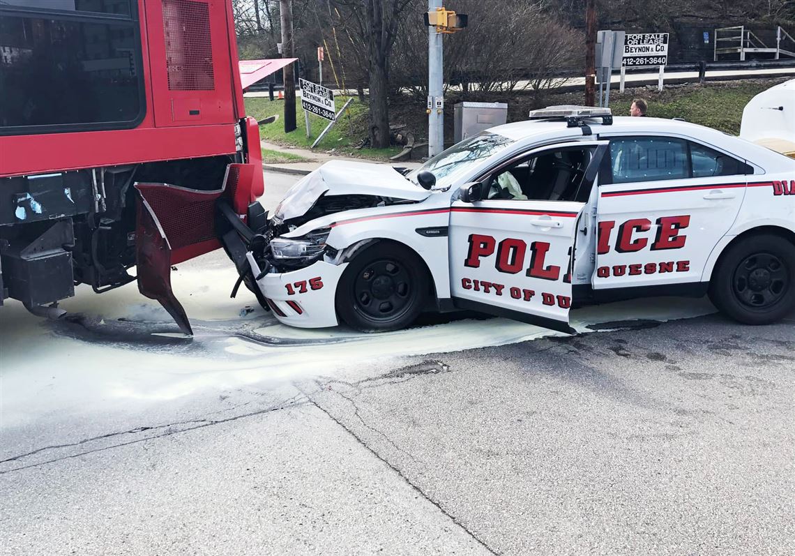 Duquesne police car chasing speeder crashes into Port Authority bus Pittsburgh PostGazette